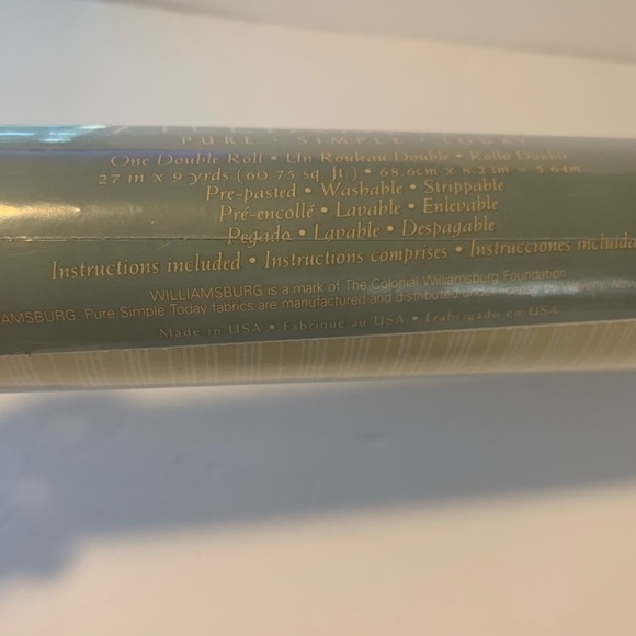 Williamsburg Striped Wall Paper TWO Double Rolls 27”x 9 yds/roll Yellow & White - Picture 4 of 10